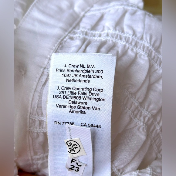 NWOT J CREW sM bright white top-Johnny Collar-elastic smocking-gold tone buttons - Picture 7 of 7